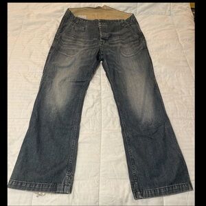 Vintage Mens Gap Suspender Jeans Denim Size XL Workwear Fisherman 90s Y2K EUC